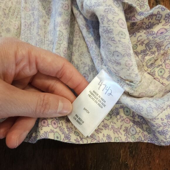 LUCKY BRAND boho floral babydoll top sleeveless pink purple cotton blouse S - Picture 6 of 8